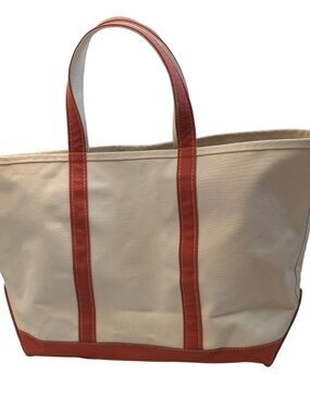 LL Bean Boat and Tote Bag Large Rust Red Terra Cotta Handles Canvas USA Made